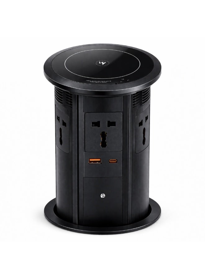 Pop-Up Power Socket with Wireless Charger (Silver)